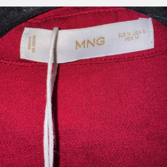 MANGO Bilma Wrap Front Long Sleeve Midi Dress Shirtdress Size S, Red - Picture 5 of 6